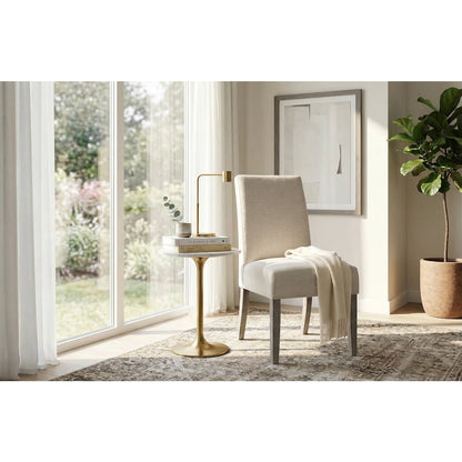 Dining Chair Set Of 2 Upholstered Grey Fabric With Grey Wood Legs