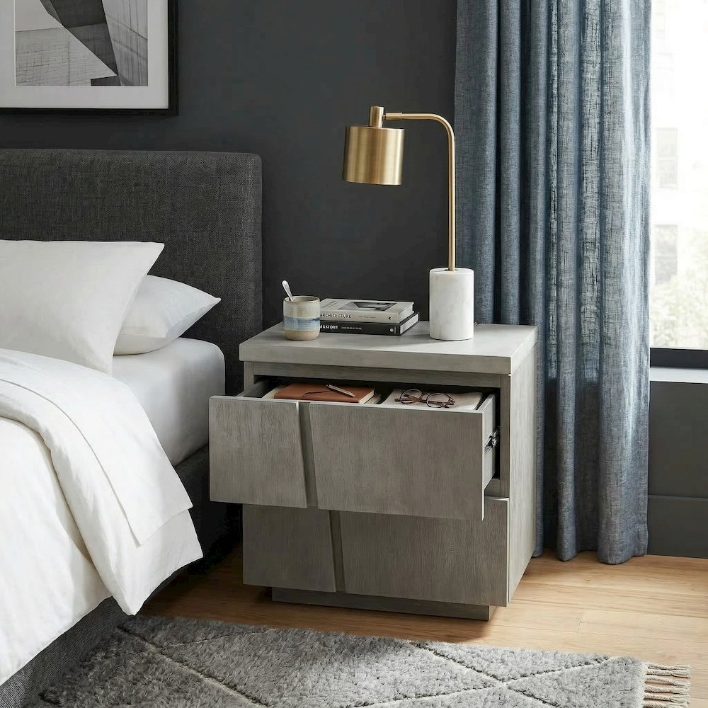Largo Gray Accent Table with Concrete Top and Acacia Frame 27x28x16