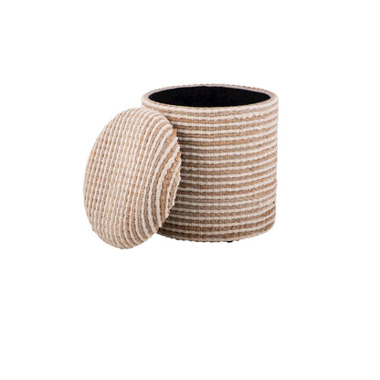 Handwoven Heracles Cotton Jute Stripe Storage Ottoman