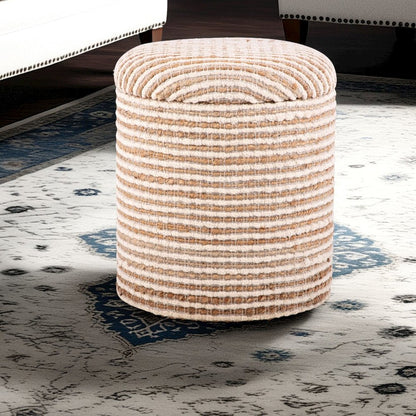 Handwoven Heracles Cotton Jute Stripe Storage Ottoman