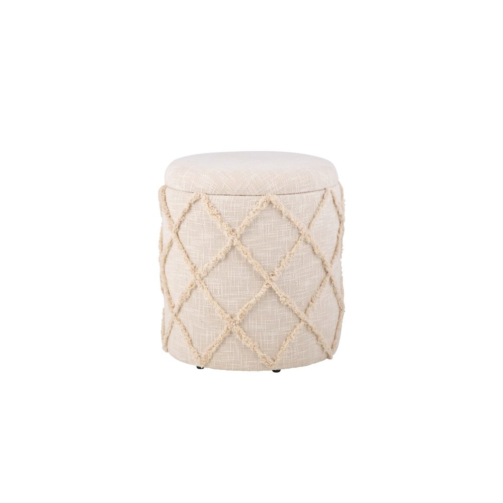 Handwoven Eros X Solid Fabric Storage Ottoman