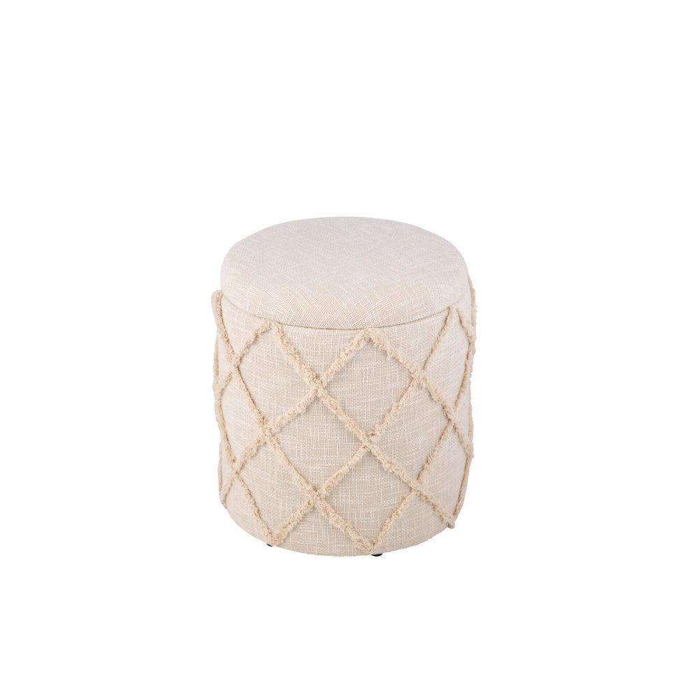 Handwoven Eros X Solid Fabric Storage Ottoman