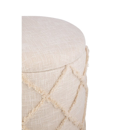 Handwoven Eros X Solid Fabric Storage Ottoman