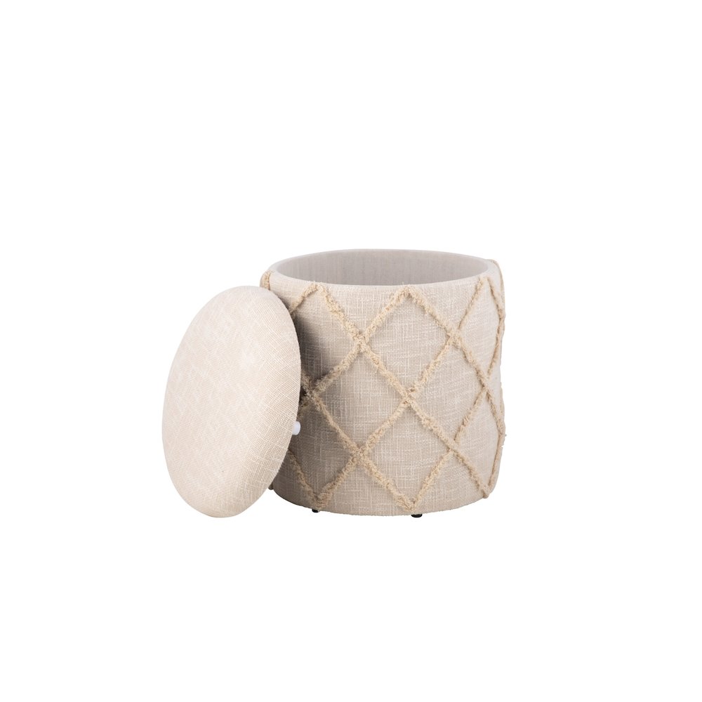 Handwoven Eros X Solid Fabric Storage Ottoman