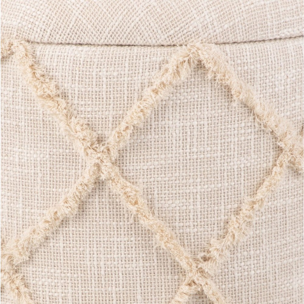 Handwoven Eros X Solid Fabric Storage Ottoman