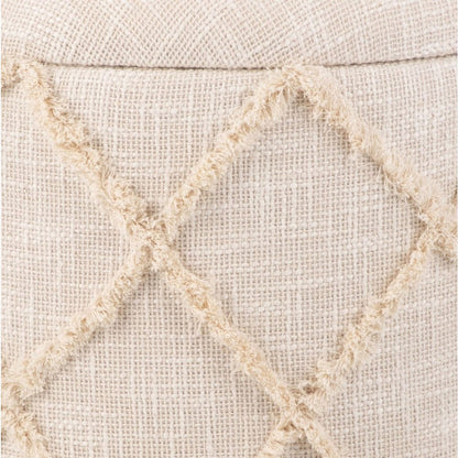 Handwoven Eros X Solid Fabric Storage Ottoman