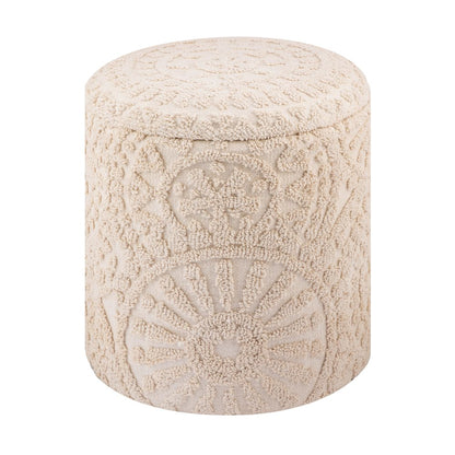 Handwoven Helios Cream Sunburst Storage Ottoman