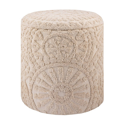 Handwoven Helios Cream Sunburst Storage Ottoman