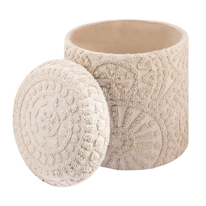 Handwoven Helios Cream Sunburst Storage Ottoman