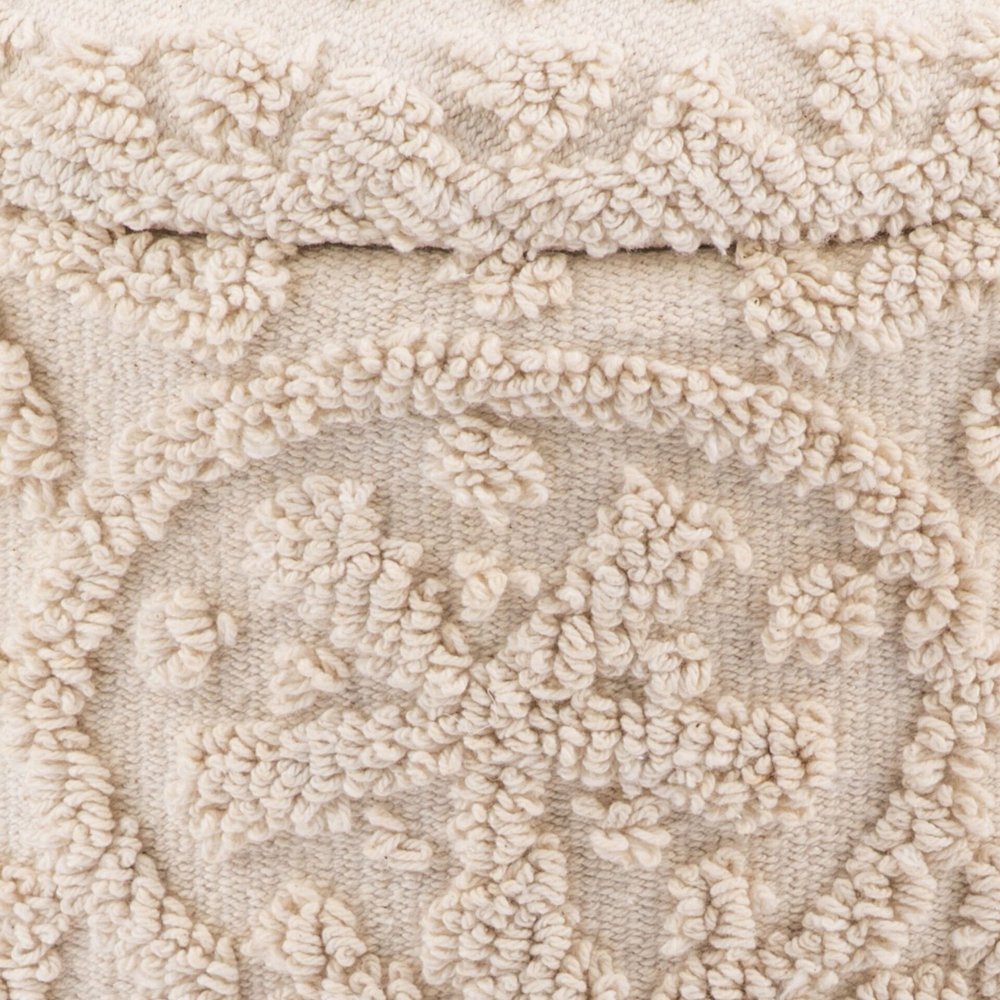 Handwoven Helios Cream Sunburst Storage Ottoman