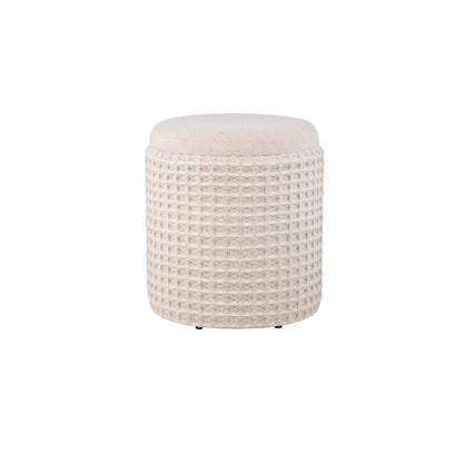 Handwoven Chronos Waffle Cream Storage Ottoman