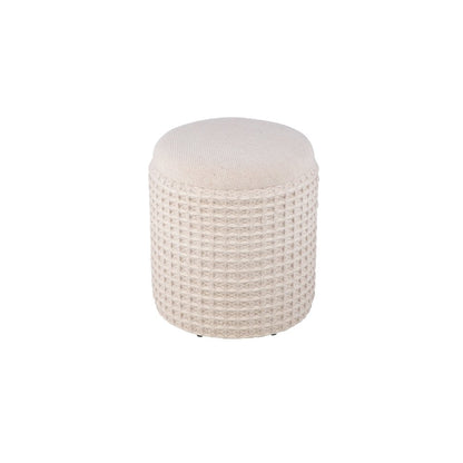 Handwoven Chronos Waffle Cream Storage Ottoman