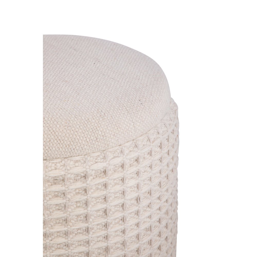 Handwoven Chronos Waffle Cream Storage Ottoman