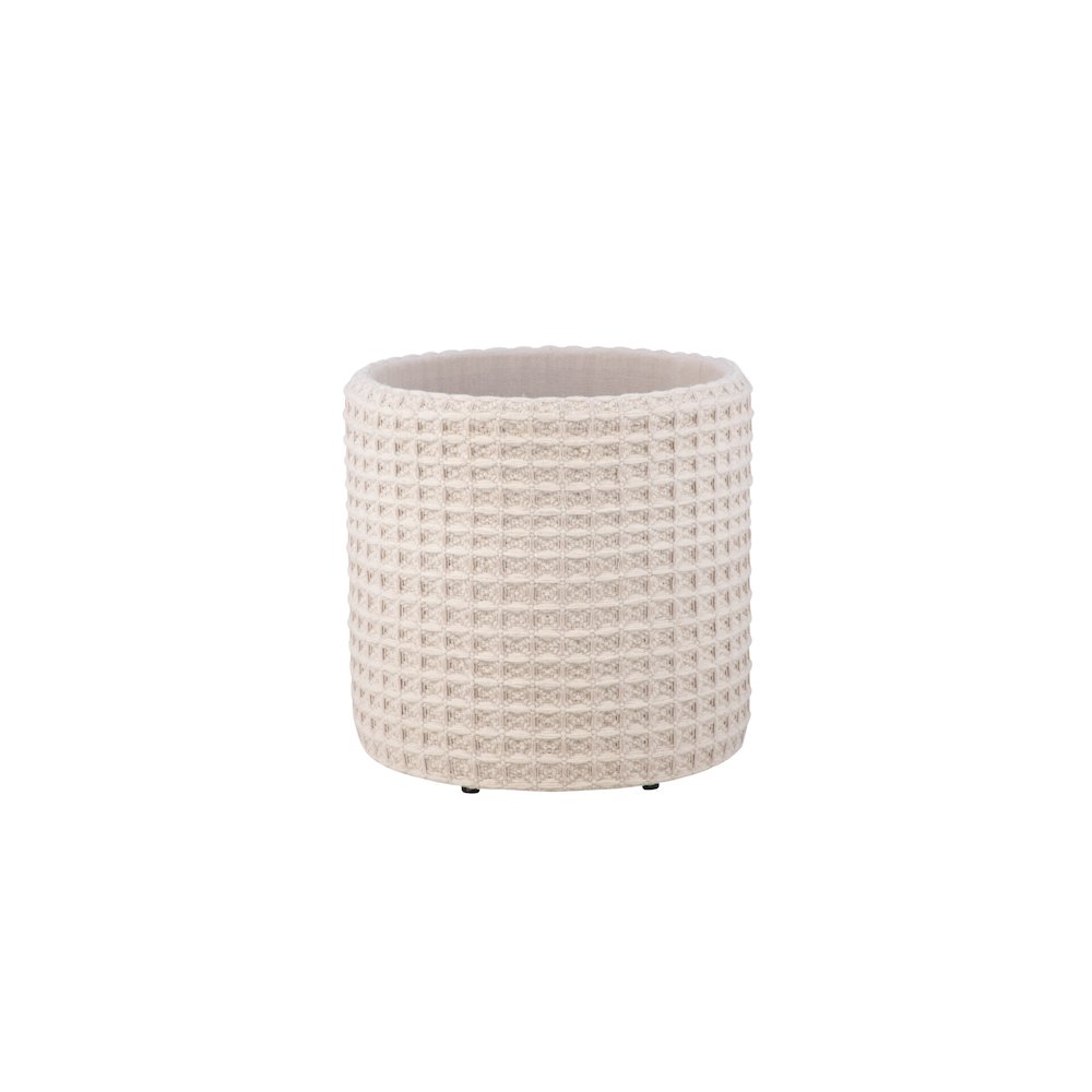 Handwoven Chronos Waffle Cream Storage Ottoman