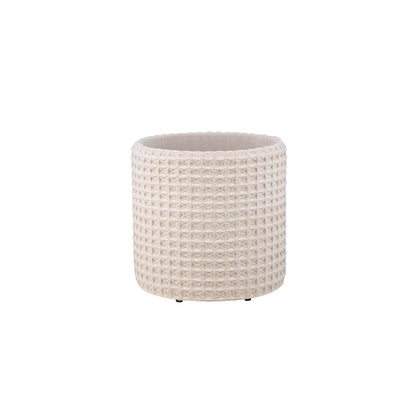 Handwoven Chronos Waffle Cream Storage Ottoman