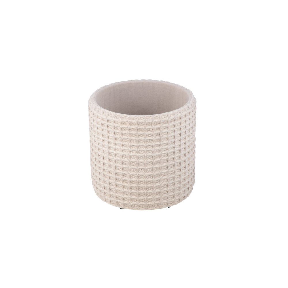 Handwoven Chronos Waffle Cream Storage Ottoman
