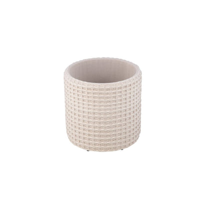 Handwoven Chronos Waffle Cream Storage Ottoman