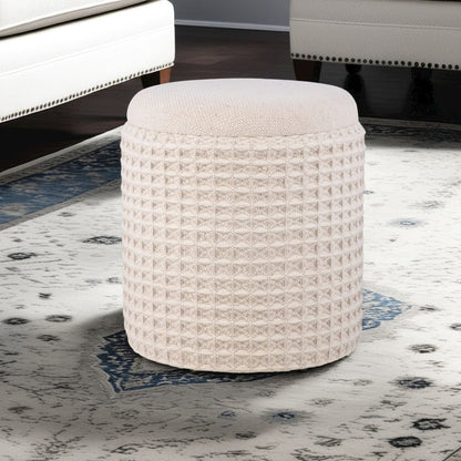 Handwoven Chronos Waffle Cream Storage Ottoman