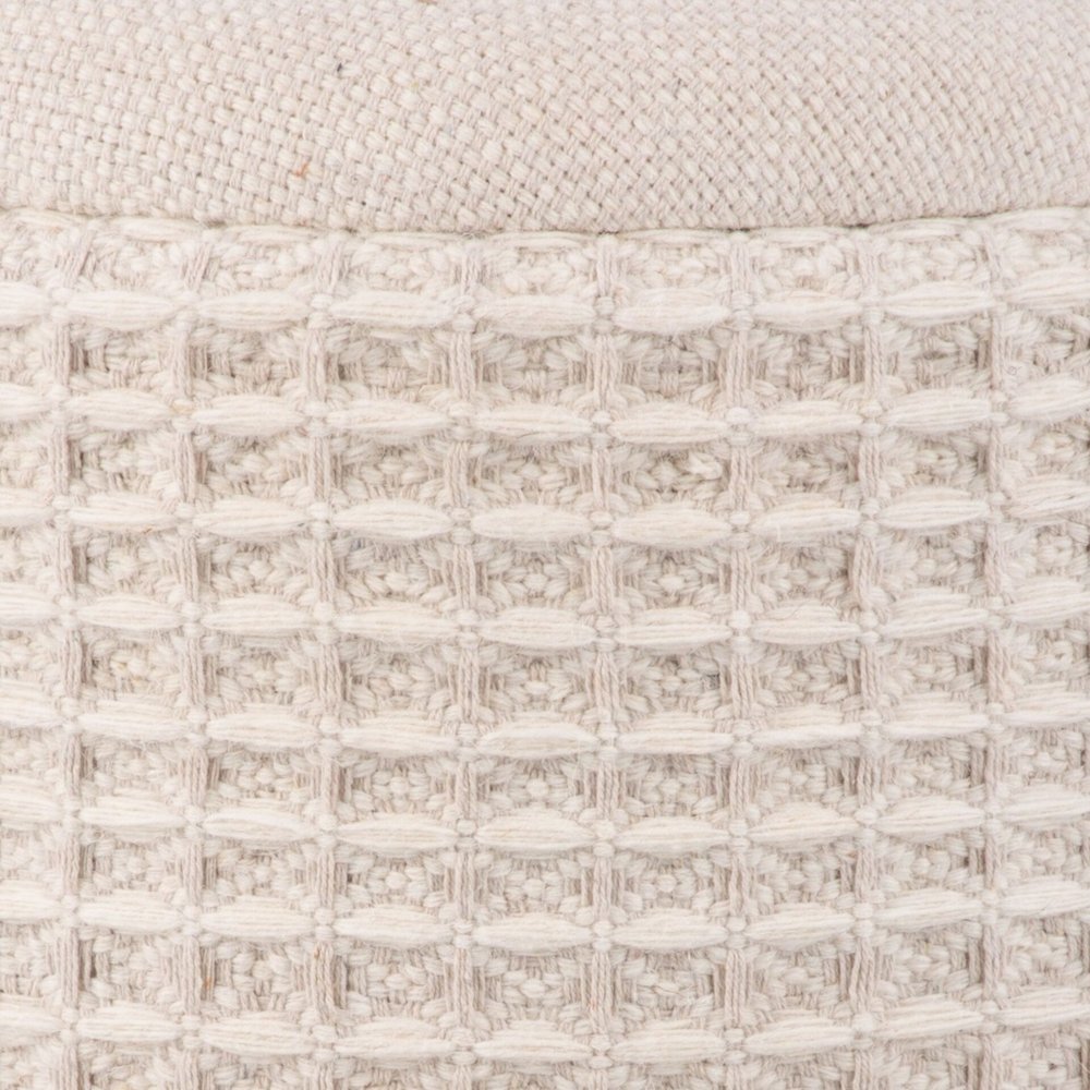Handwoven Chronos Waffle Cream Storage Ottoman