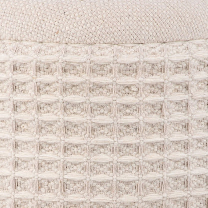 Handwoven Chronos Waffle Cream Storage Ottoman