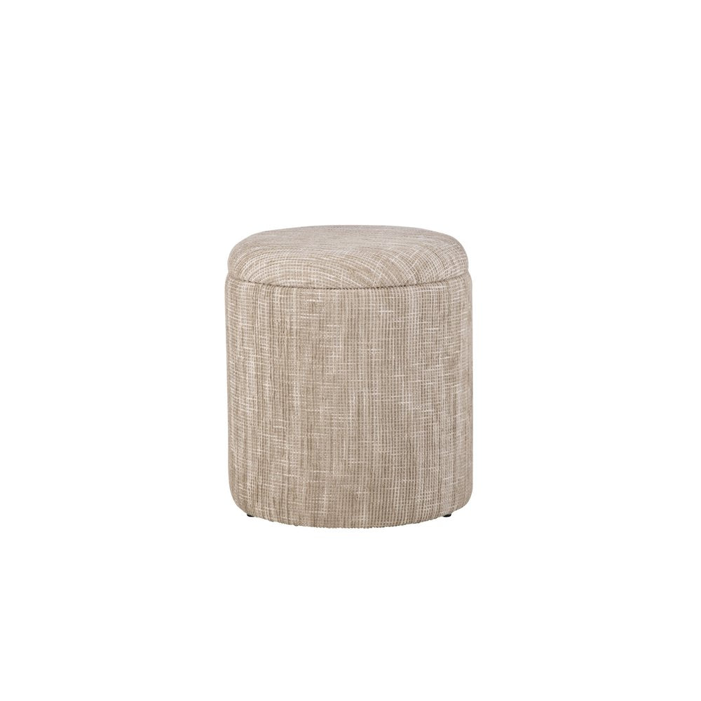 Handwoven Ourea Natural Striped Chenille Storage Ottoman