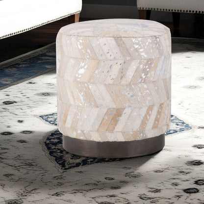 Handwoven Dionysus Silver Shevron Ottoman