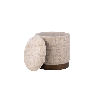 Handwoven Boreas Hammered Metal Storage Ottoman