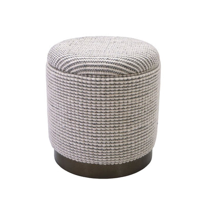 Handwoven Kratus Hammered Metal Storage Ottoman