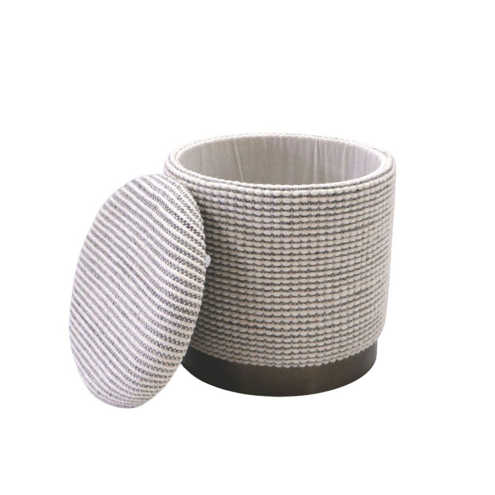 Handwoven Kratus Hammered Metal Storage Ottoman