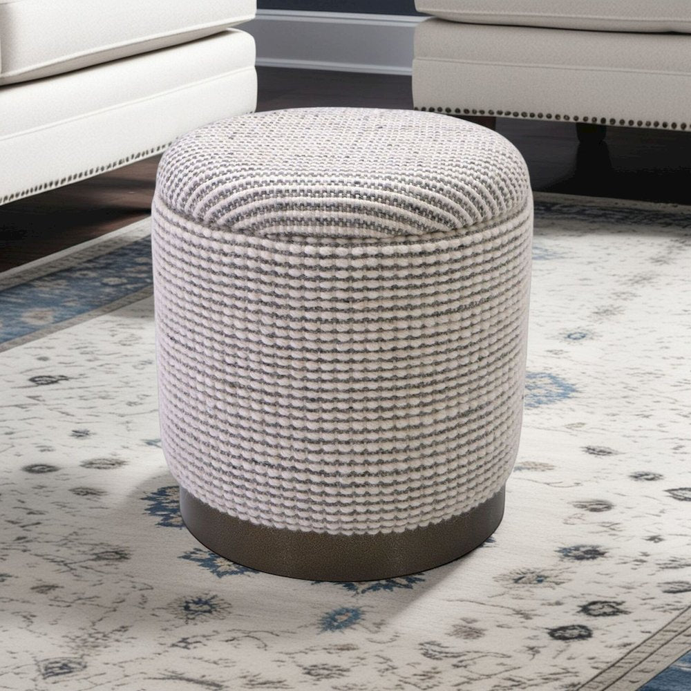 Handwoven Kratus Hammered Metal Storage Ottoman