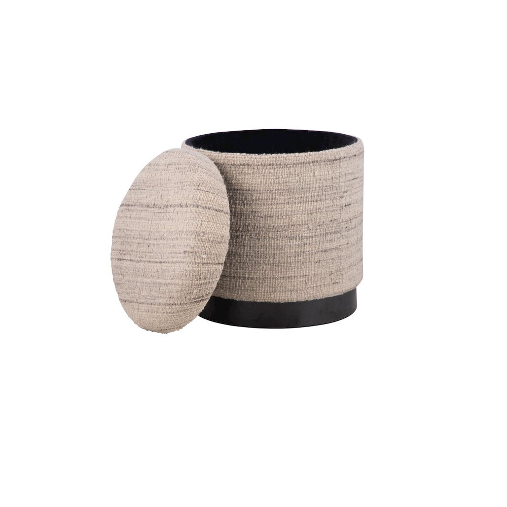 Handwoven Triton Matte Black Base Storage Ottoman
