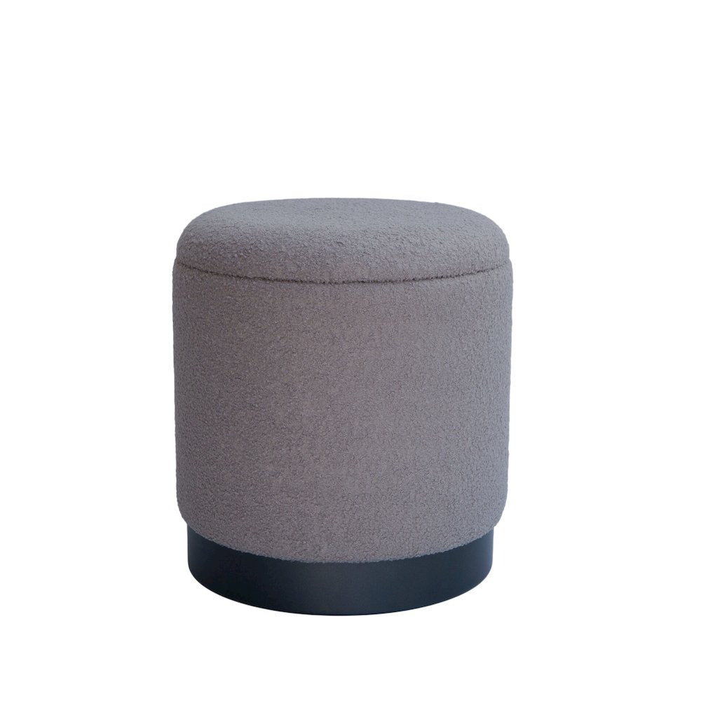 Handwoven Hephaestus Silver Boucle Storage Ottoman