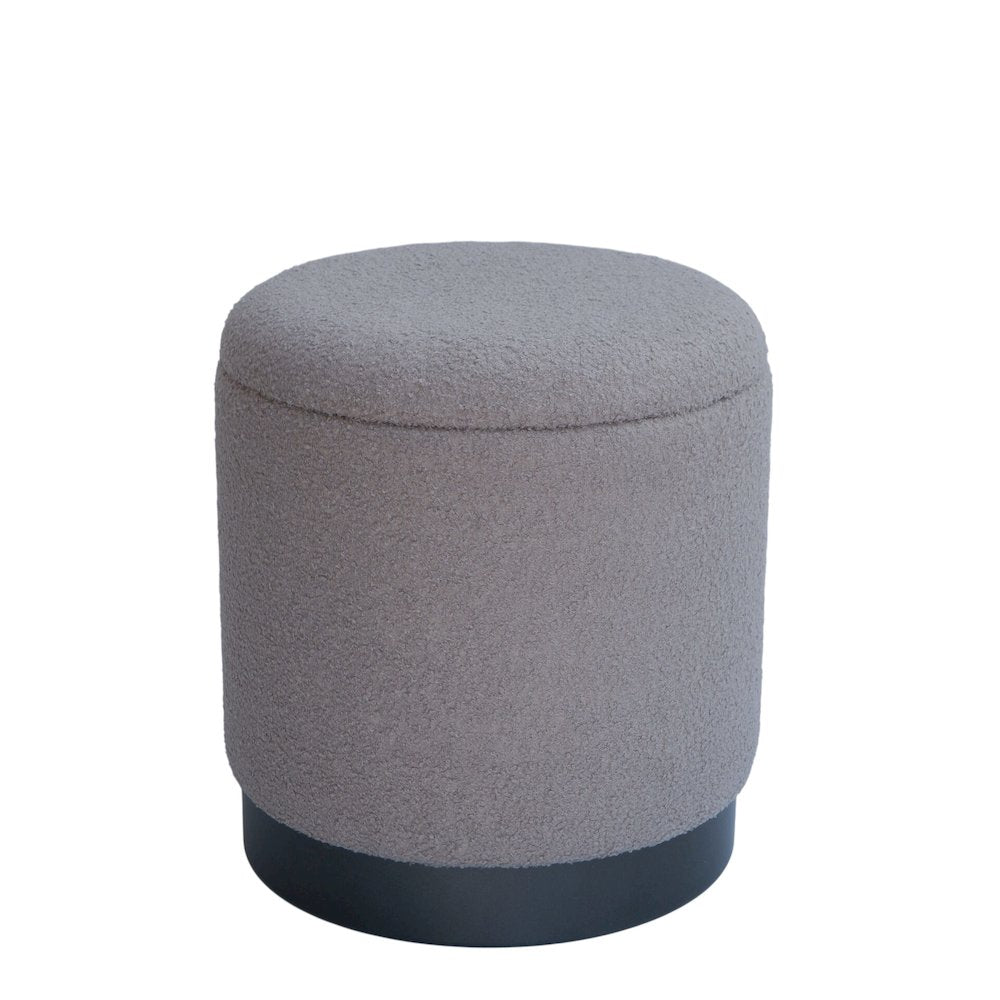 Handwoven Hephaestus Silver Boucle Storage Ottoman