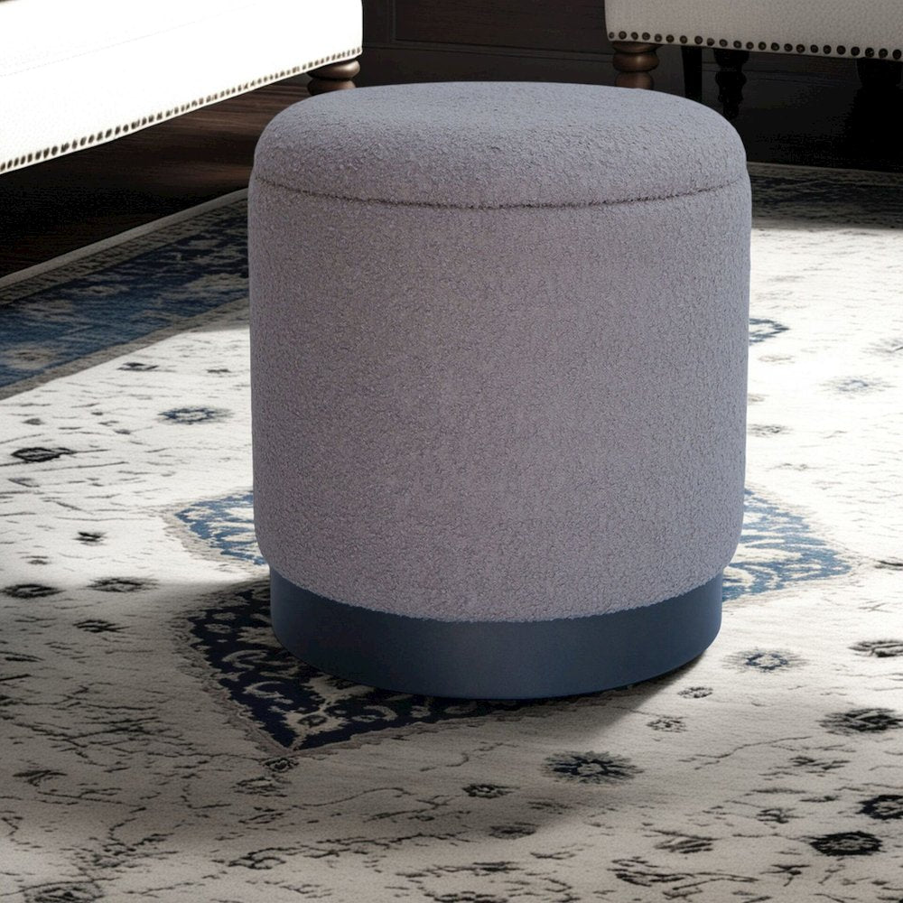 Handwoven Hephaestus Silver Boucle Storage Ottoman