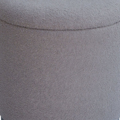 Handwoven Hephaestus Silver Boucle Storage Ottoman
