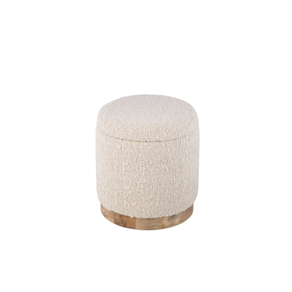 Handwoven Hestia Round Wood Base Storage Ottoman