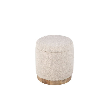 Handwoven Hestia Round Wood Base Storage Ottoman