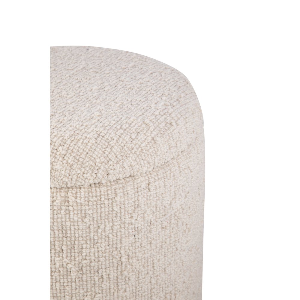Handwoven Hestia Round Wood Base Storage Ottoman