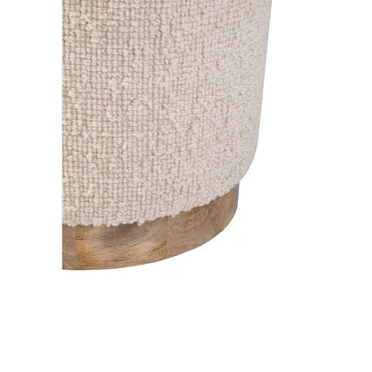 Handwoven Hestia Round Wood Base Storage Ottoman
