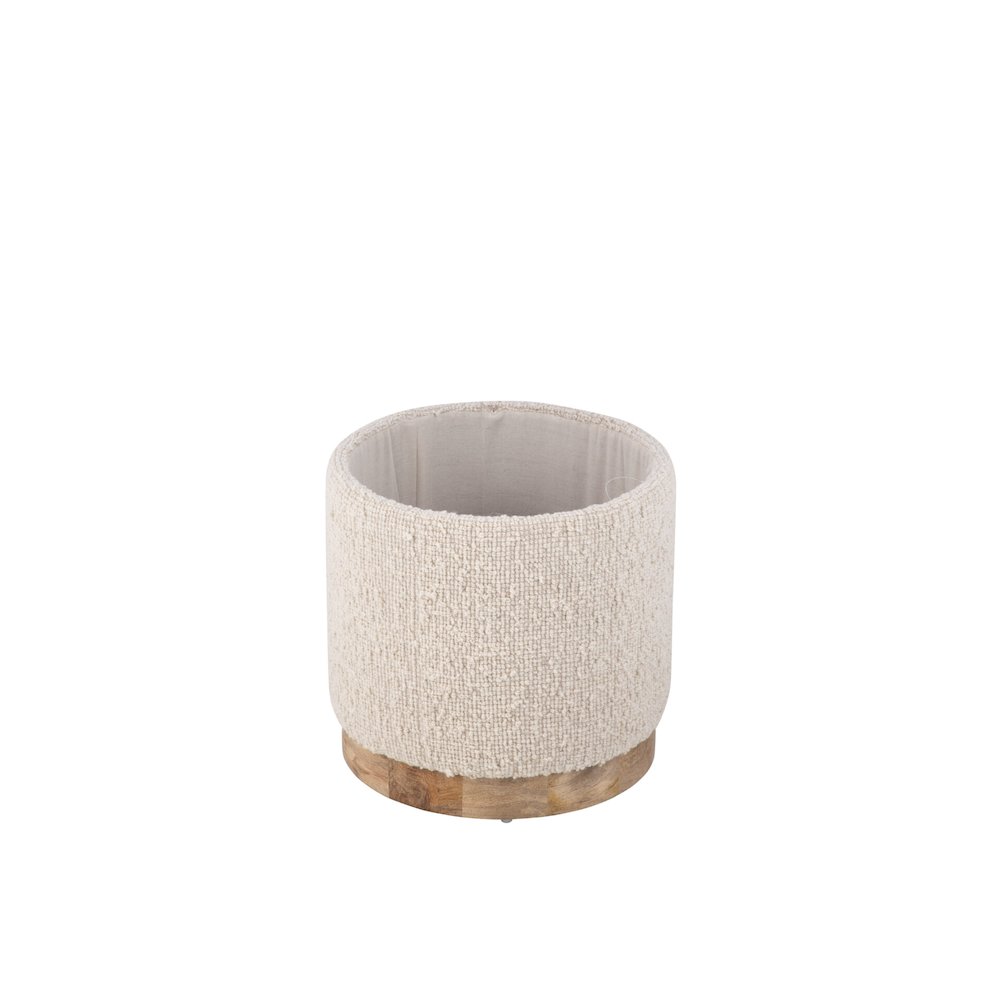Handwoven Hestia Round Wood Base Storage Ottoman