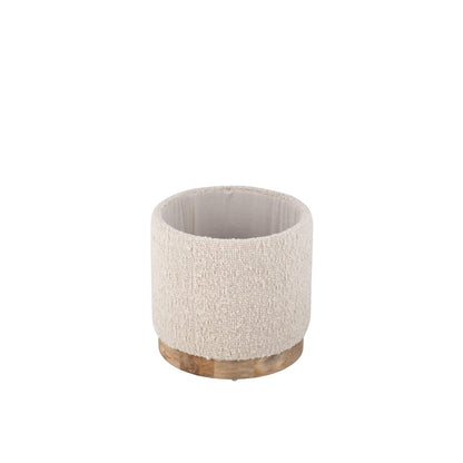 Handwoven Hestia Round Wood Base Storage Ottoman