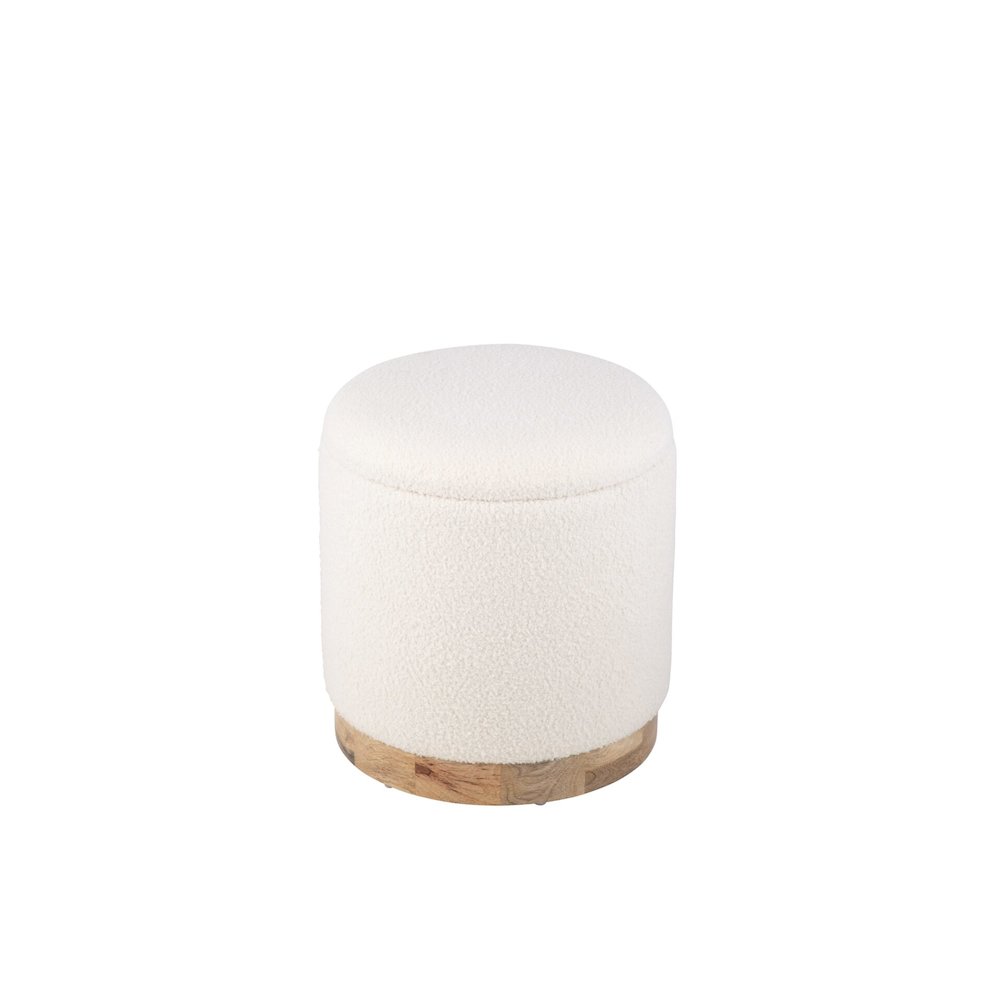 Handwoven Notus Ecru Boucle Storage Ottoman
