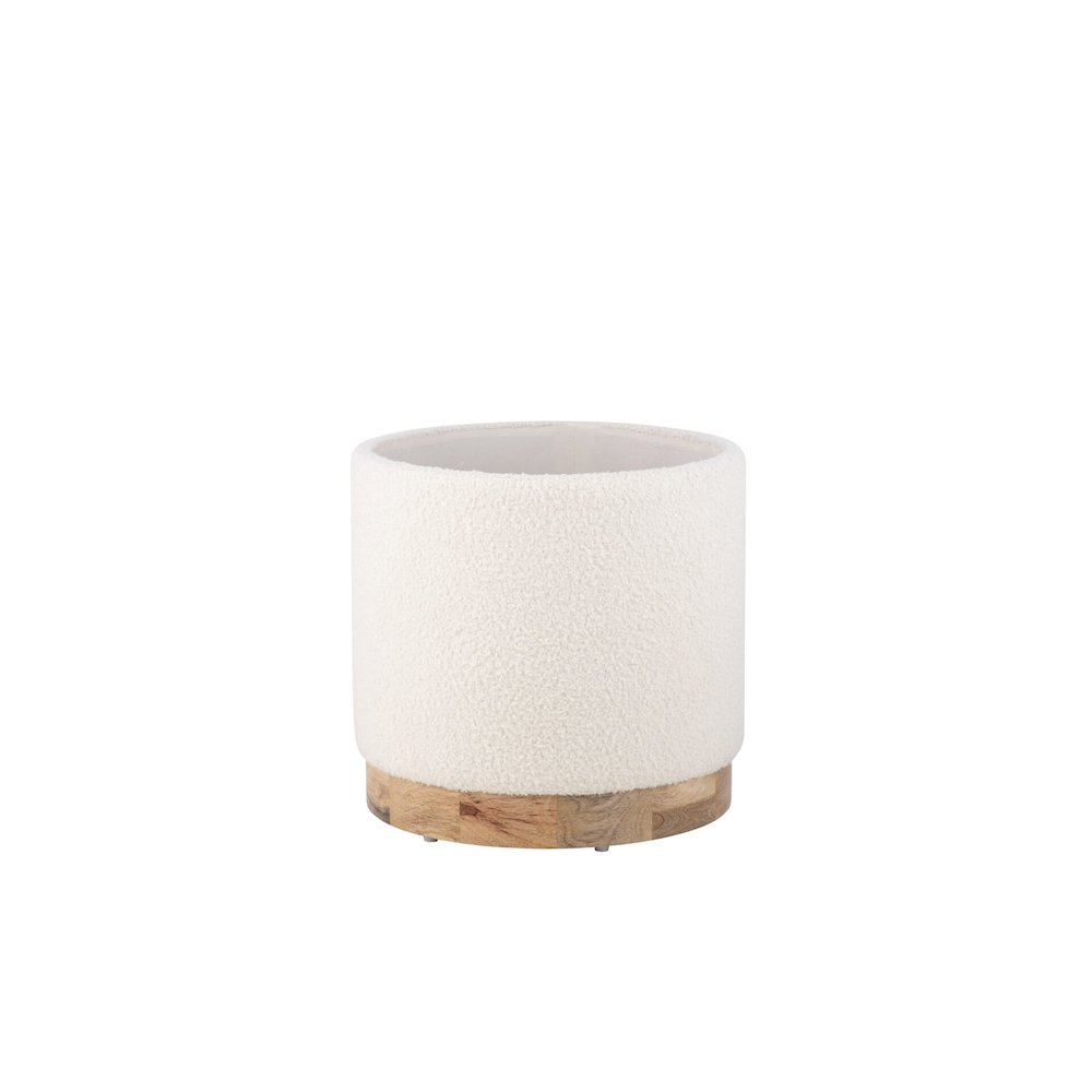 Handwoven Notus Ecru Boucle Storage Ottoman