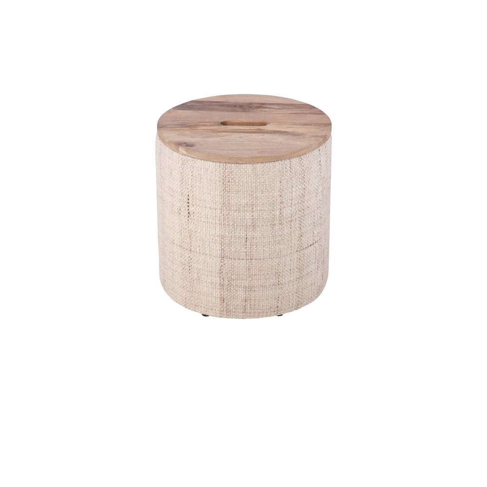 Handwoven Nereus Wood Top Storage Ottoman