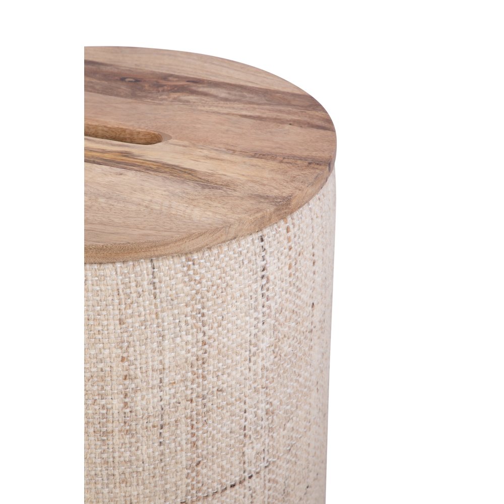 Handwoven Nereus Wood Top Storage Ottoman