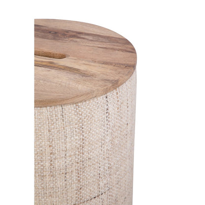 Handwoven Nereus Wood Top Storage Ottoman
