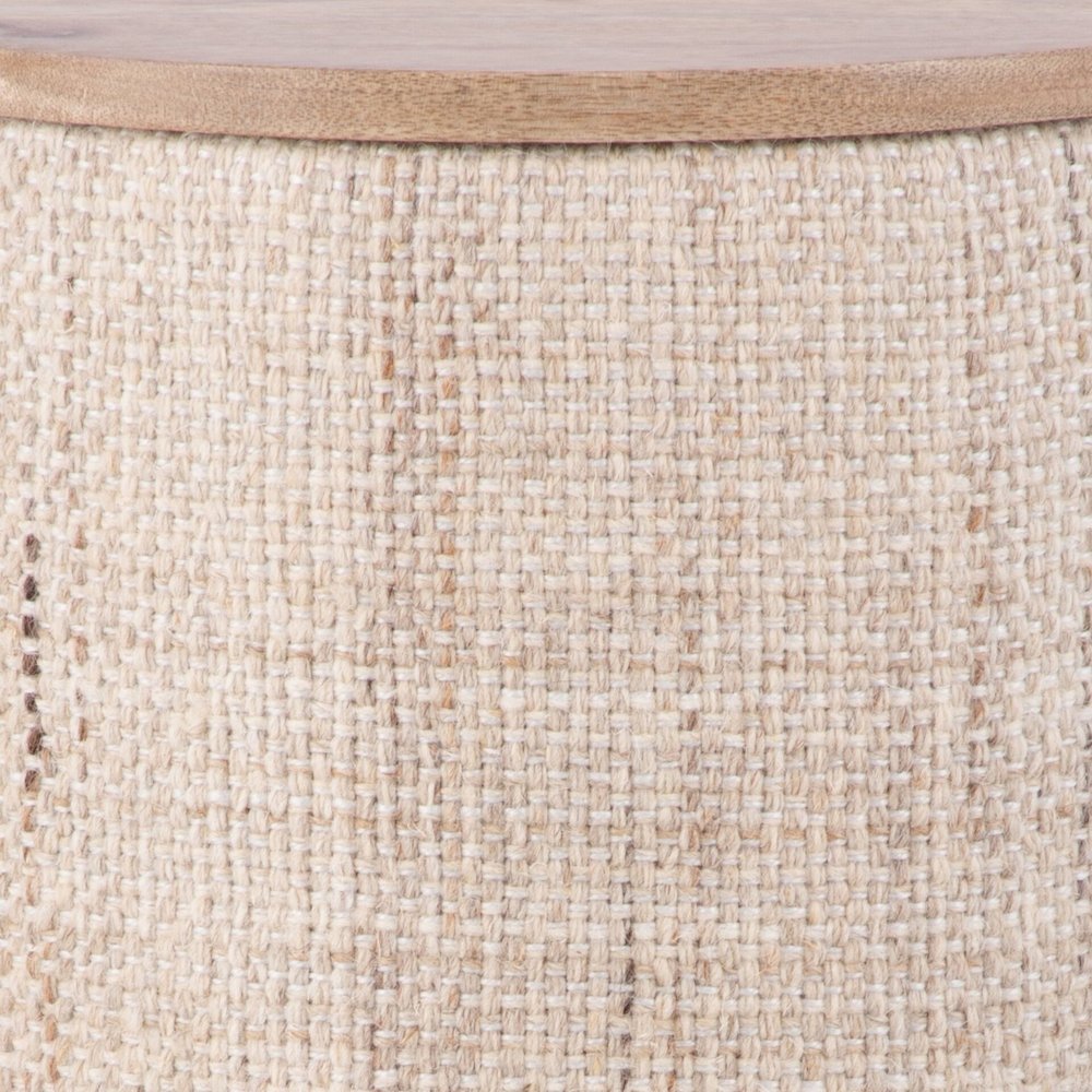Handwoven Nereus Wood Top Storage Ottoman