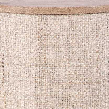 Handwoven Nereus Wood Top Storage Ottoman