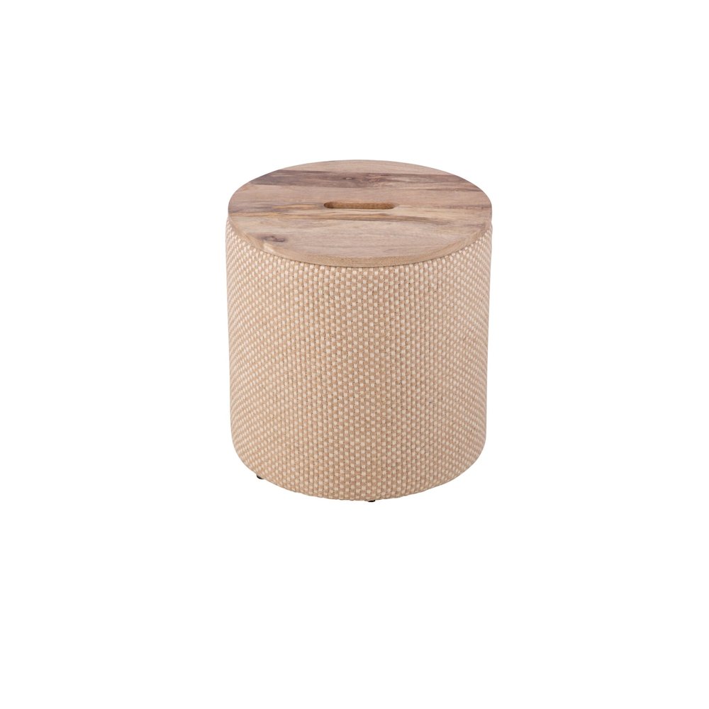 Handwoven Zeus Jute Check Wood Top Storage Ottoman