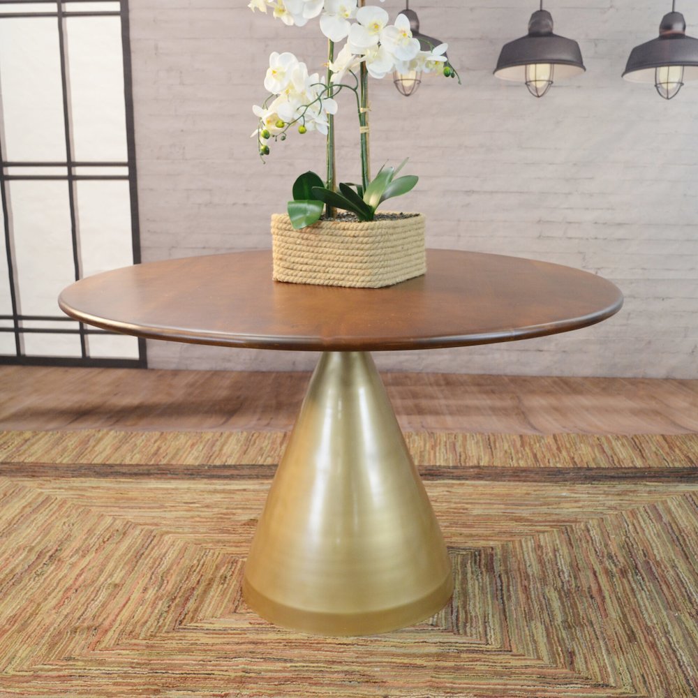 Gio 48" Pedestal Dining Table and 4 Laurant Upholstered Dining Chairs